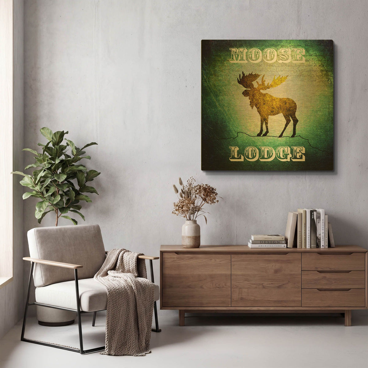 'Lodge Moose Lodge' By Lightbox Journal Gold Metal Wall Art