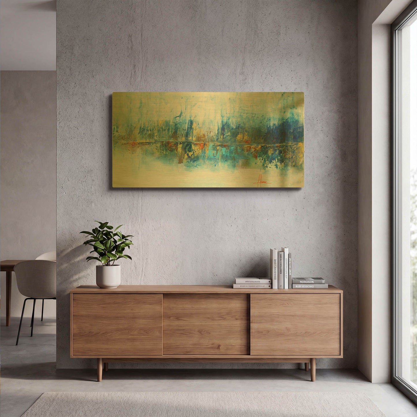 'Aqua Azul I' By Leticia Herrera Gold Metal Wall Art
