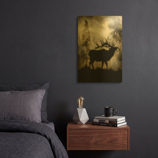 'Mystic Elk' By Lightbox Journal Gold Metal Wall Art