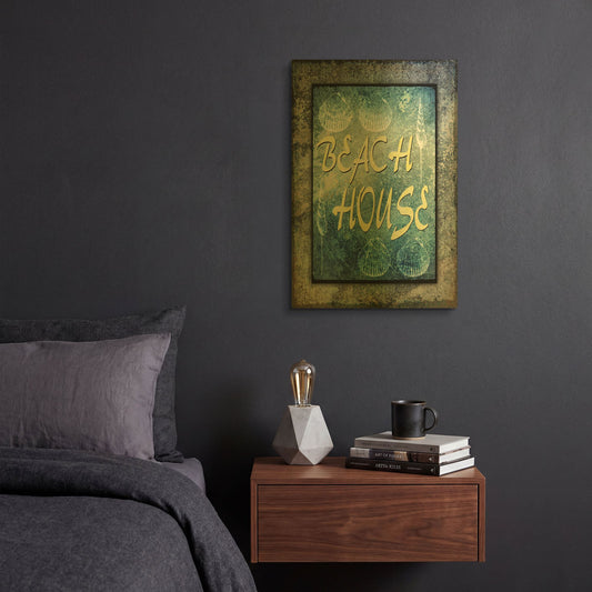 'Hello Beach House' By Lightbox Journal Gold Metal Wall Art