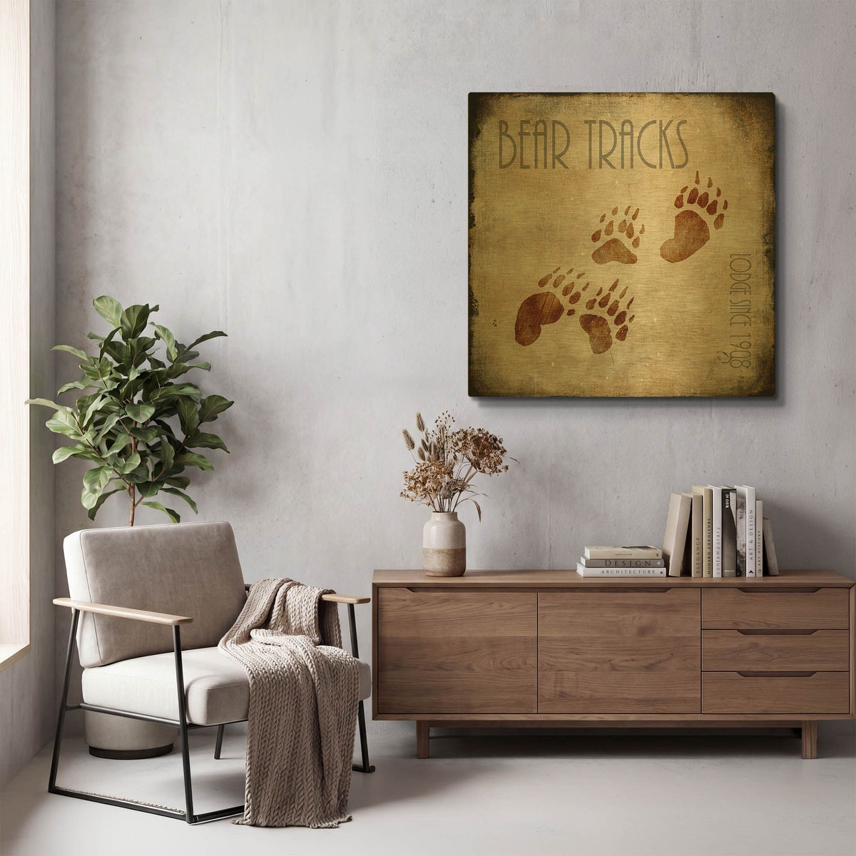 'Moose Lodge 2 - Bear Tracks' By Lightbox Journal Gold Metal Wall Art