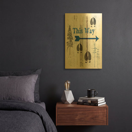 'The Blue Moose - This Way I' By Lightbox Journal Gold Metal Wall Art