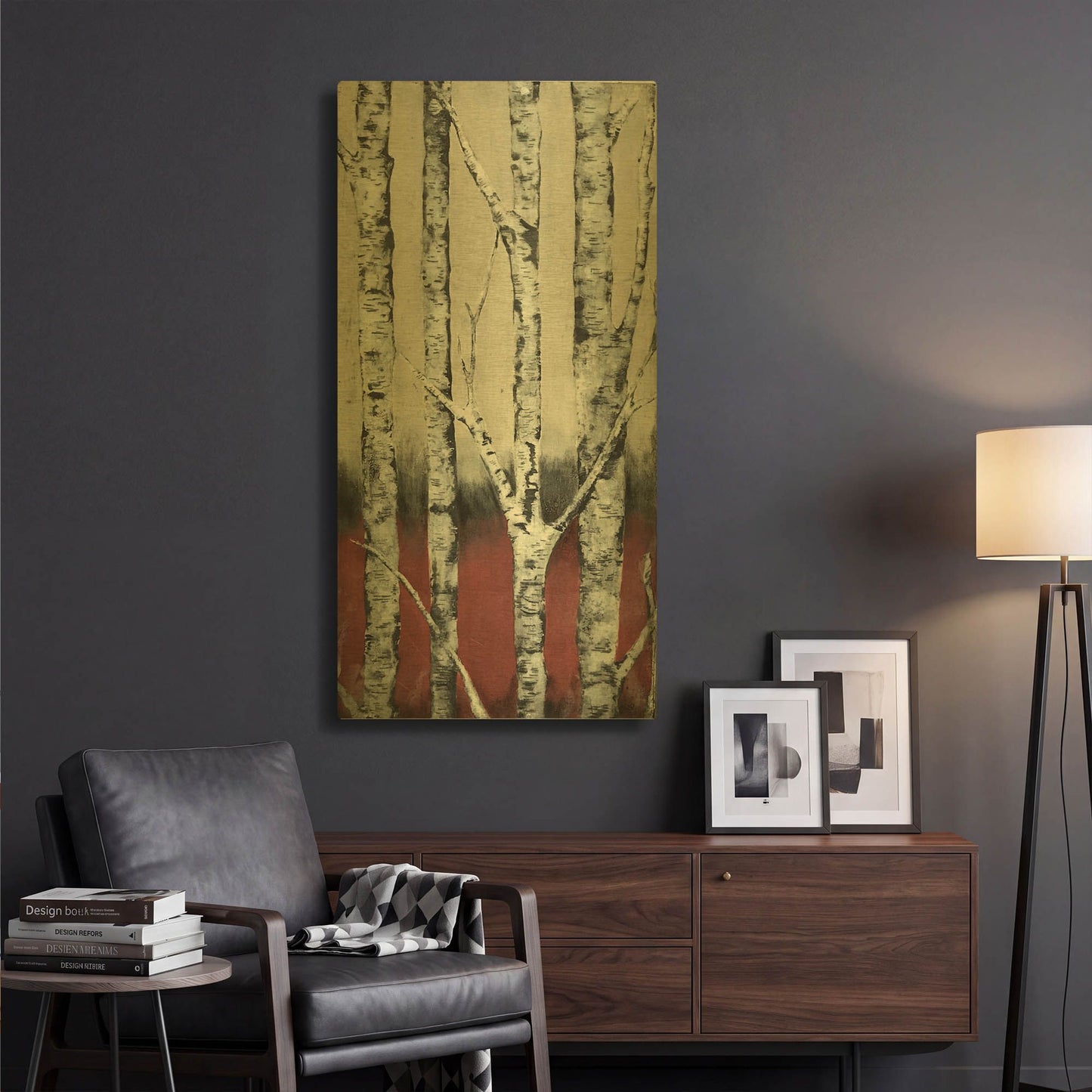 'Autumn Birch' By LovIsArt Gold Metal Wall Art