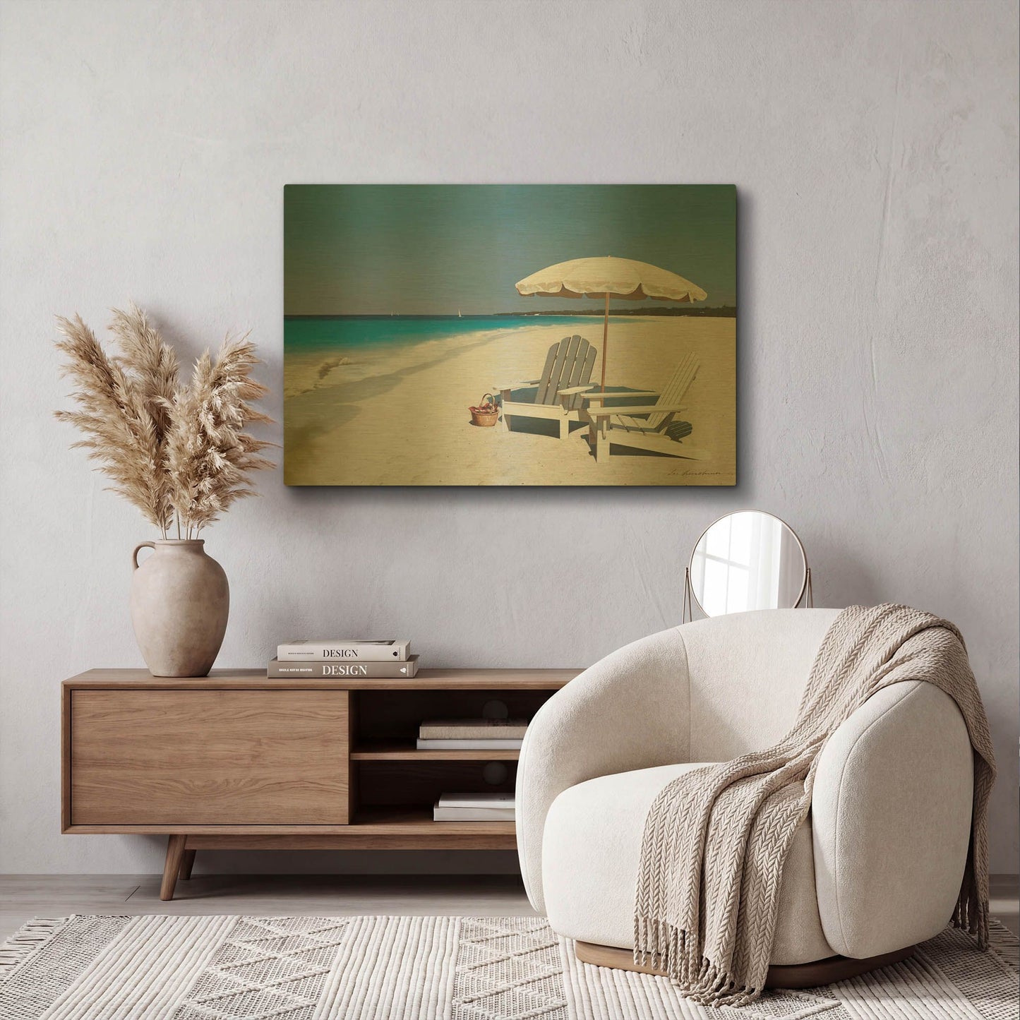 'Beach Picnic' By Zhen-Huan Lu Gold Metal Wall Art