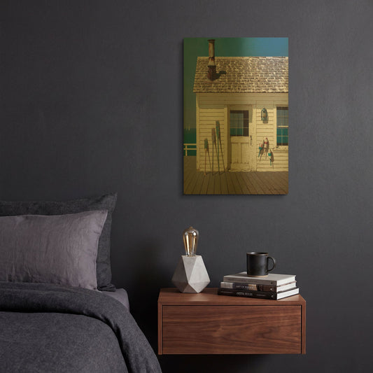 'Beach House 2' By Zhen-Huan Lu Gold Metal Wall Art