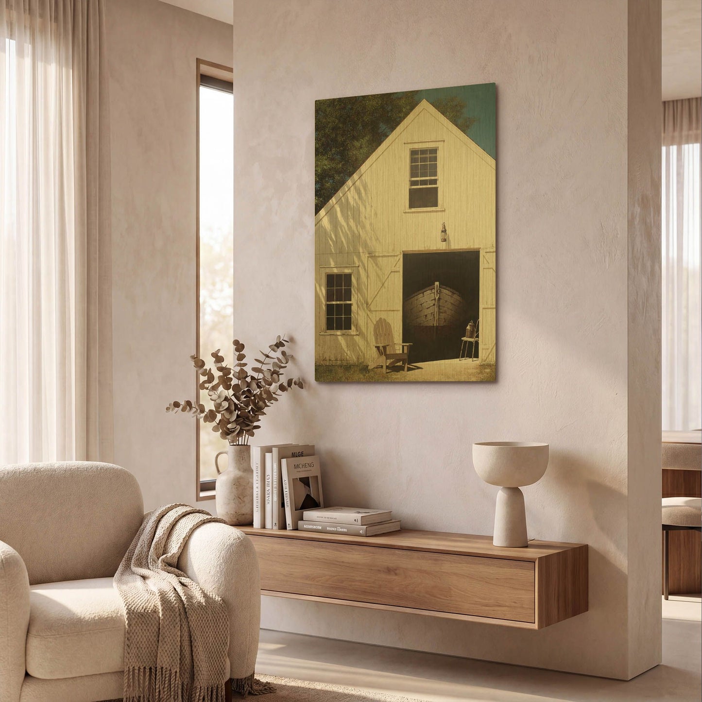 'The Barn' By Zhen-Huan Lu Gold Metal Wall Art
