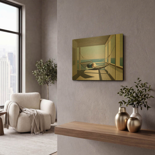 'Hammock & Pillows' By Zhen-Huan Lu Gold Metal Wall Art