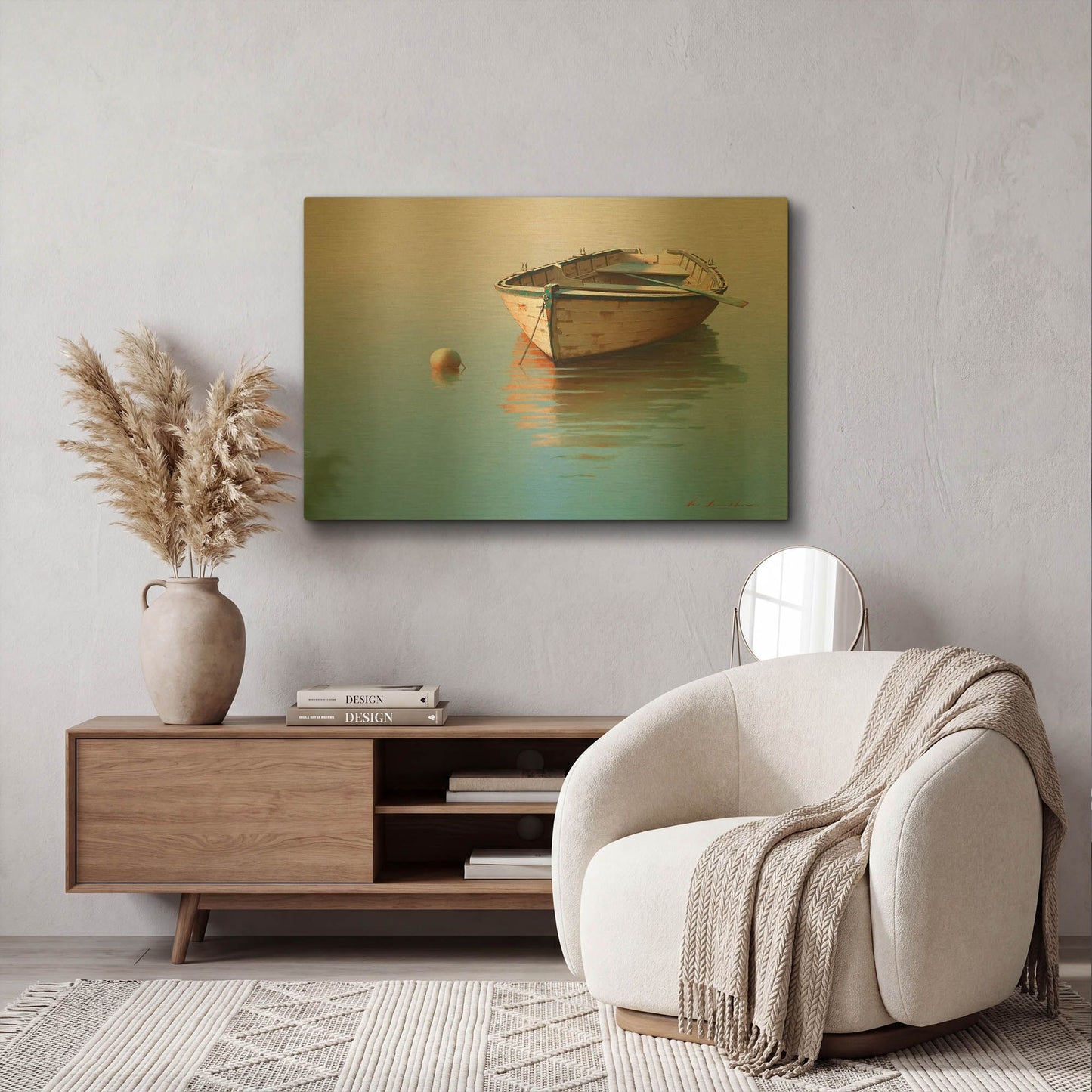 'Boat 4' By Zhen-Huan Lu Gold Metal Wall Art
