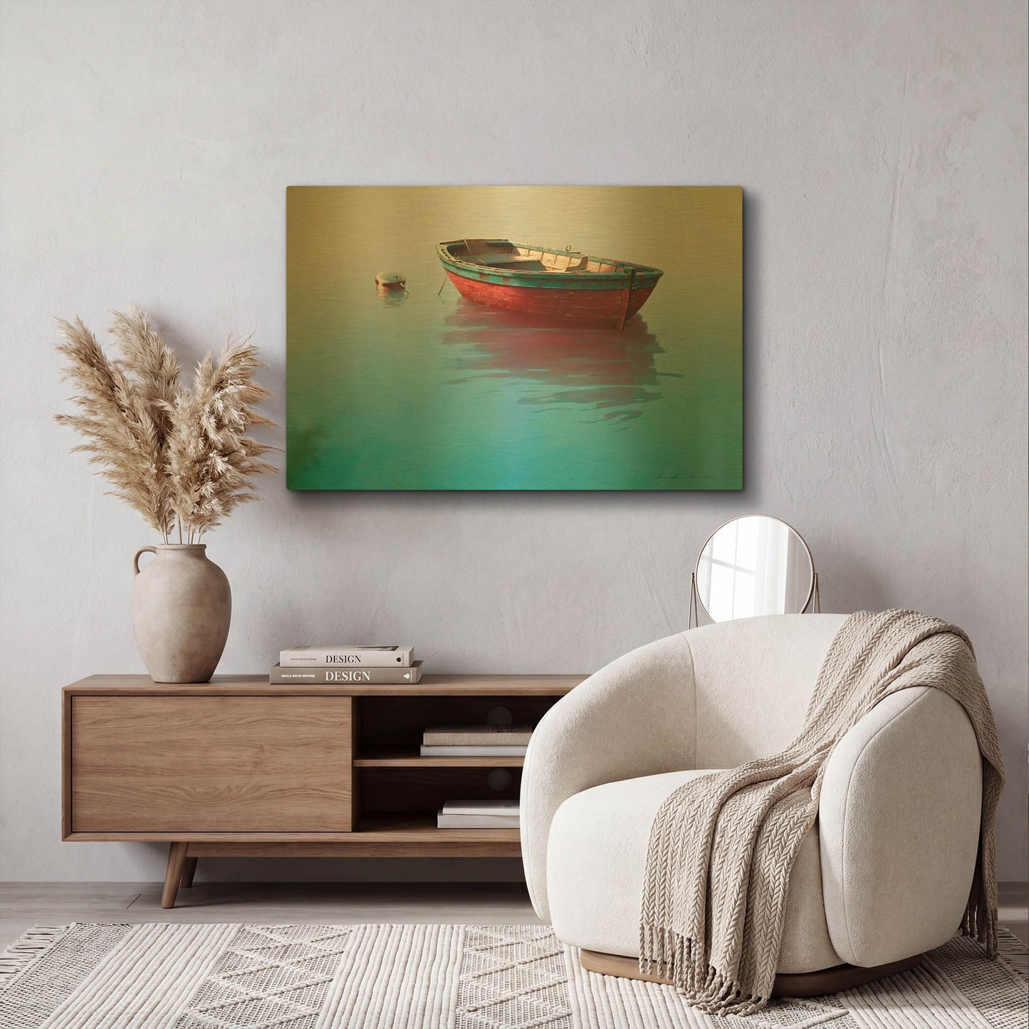 'Boat 5' By Zhen-Huan Lu Gold Metal Wall Art