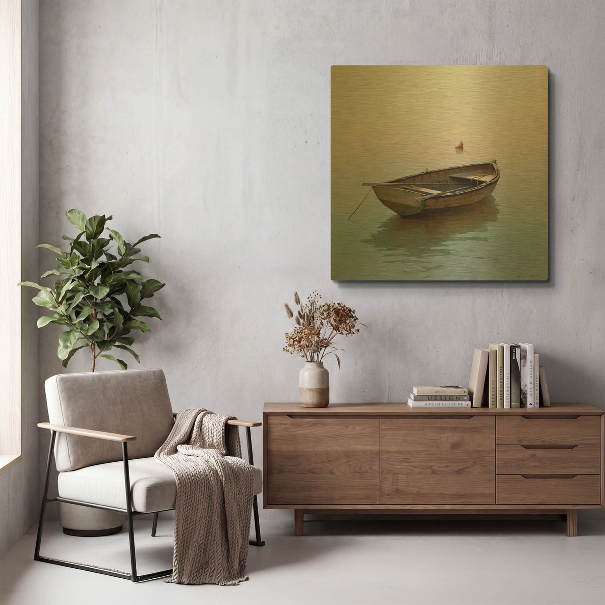 'Boat 6' By Zhen-Huan Lu Gold Metal Wall Art