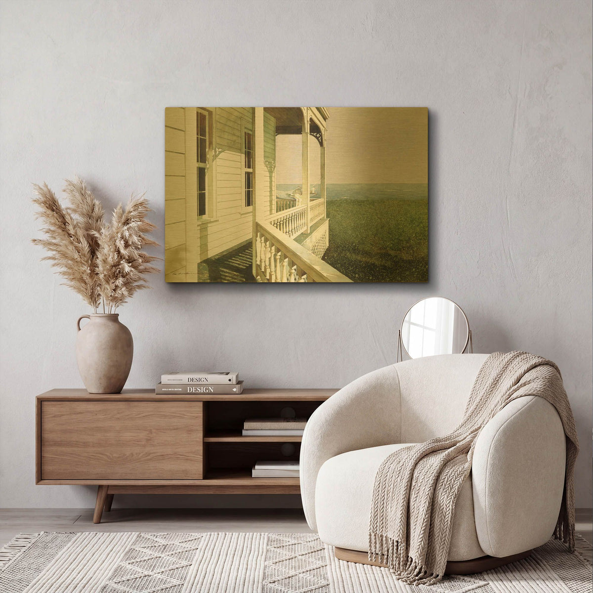 'Nantucket Light' By Zhen-Huan Lu Gold Metal Wall Art