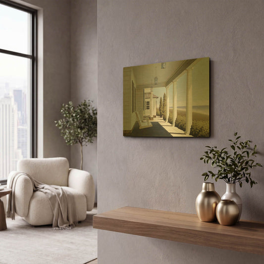 'Porch Lights' By Zhen-Huan Lu Gold Metal Wall Art
