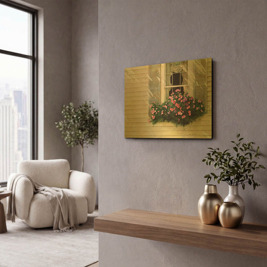 'Shutter Blue' By Zhen-Huan Lu Gold Metal Wall Art
