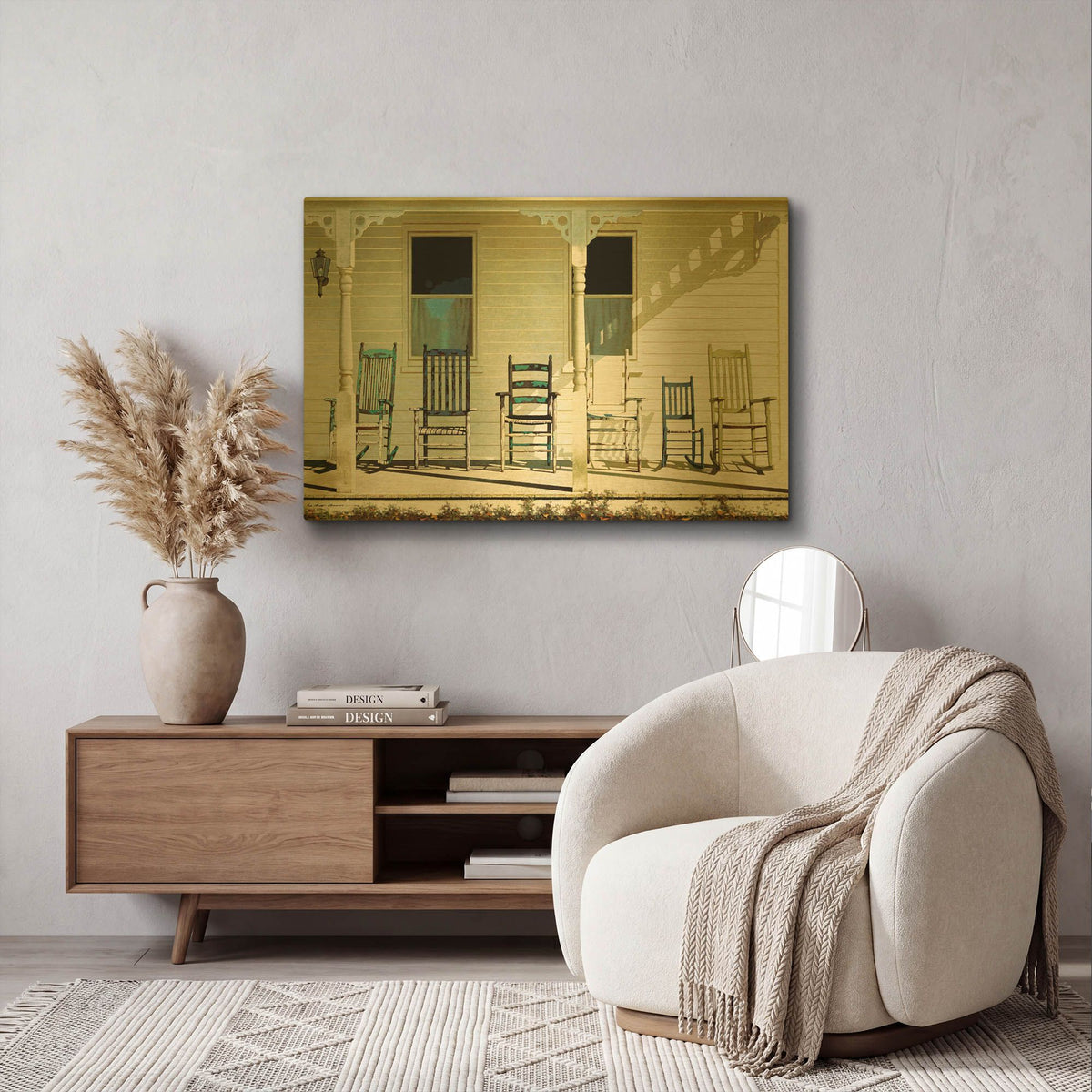 'Chair Family' By Zhen-Huan Lu Gold Metal Wall Art