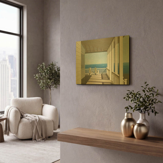 'Two Chairs, Southampton' By Zhen-Huan Lu Gold Metal Wall Art