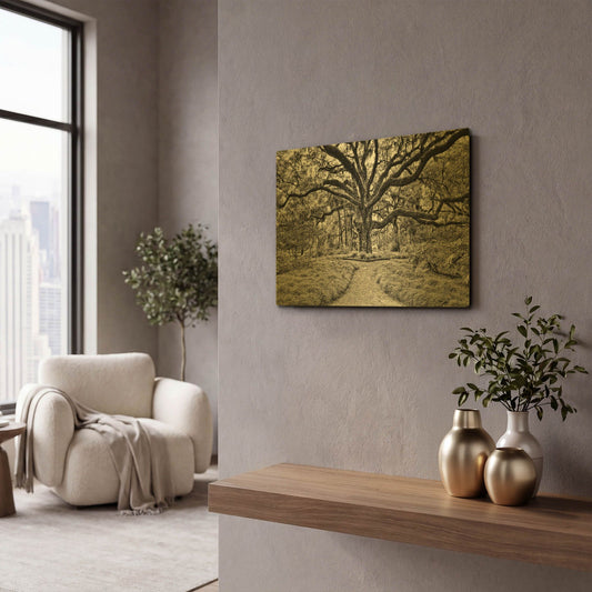 'Florida Tree' By PH Burchett Gold Metal Wall Art