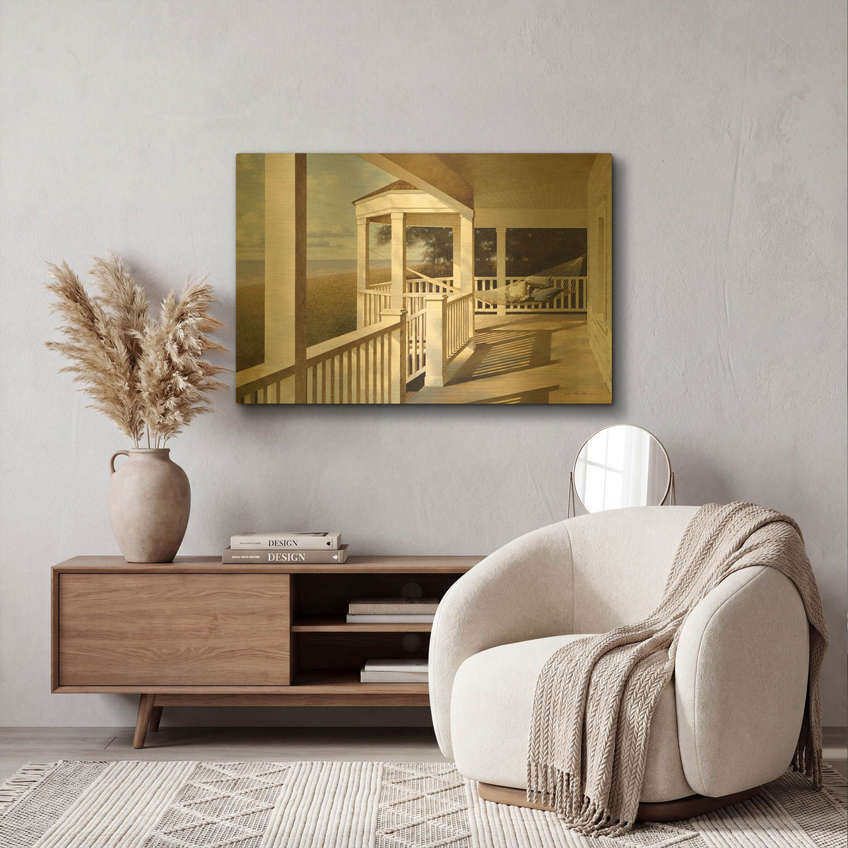 'Porch Swing 2' By Zhen-Huan Lu Gold Metal Wall Art
