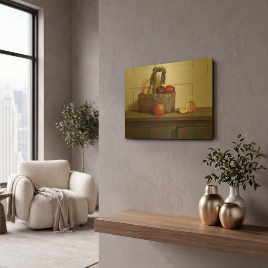 'Still Life With Apples' By Zhen-Huan Lu Gold Metal Wall Art