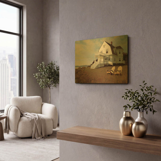 'Oceanfront View' By Zhen-Huan Lu Gold Metal Wall Art