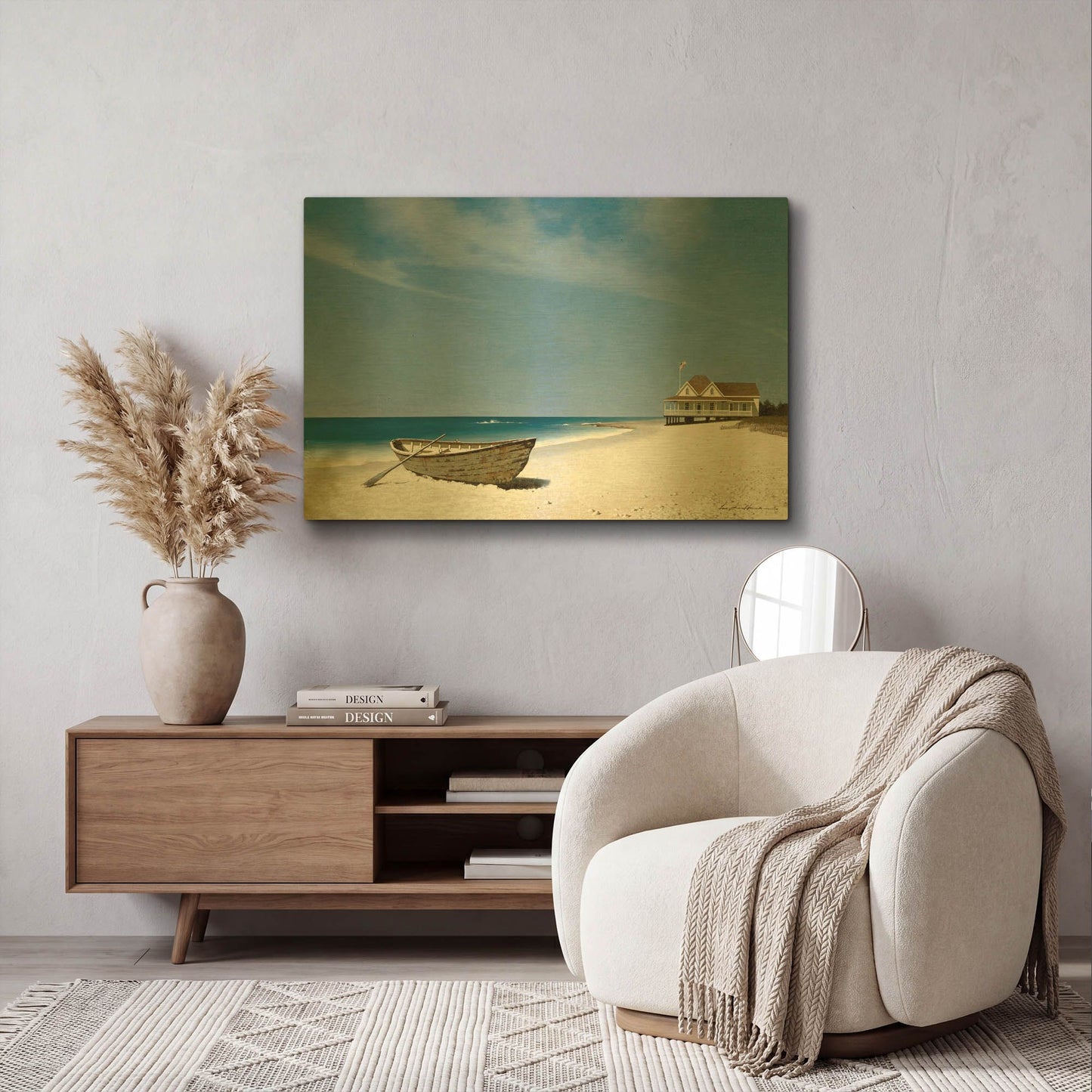 'Beach House View 2' By Zhen-Huan Lu Gold Metal Wall Art