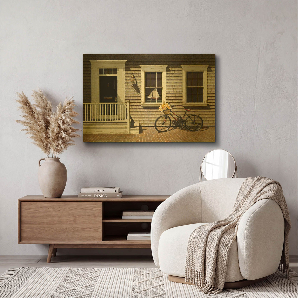 'Bicycle s Basket Of Flowers' By Zhen-Huan Lu Gold Metal Wall Art