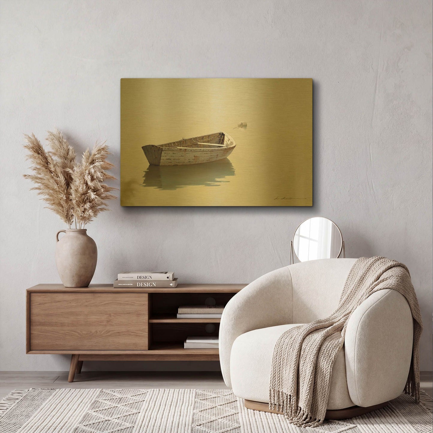 'Calm Waters' By Zhen-Huan Lu Gold Metal Wall Art