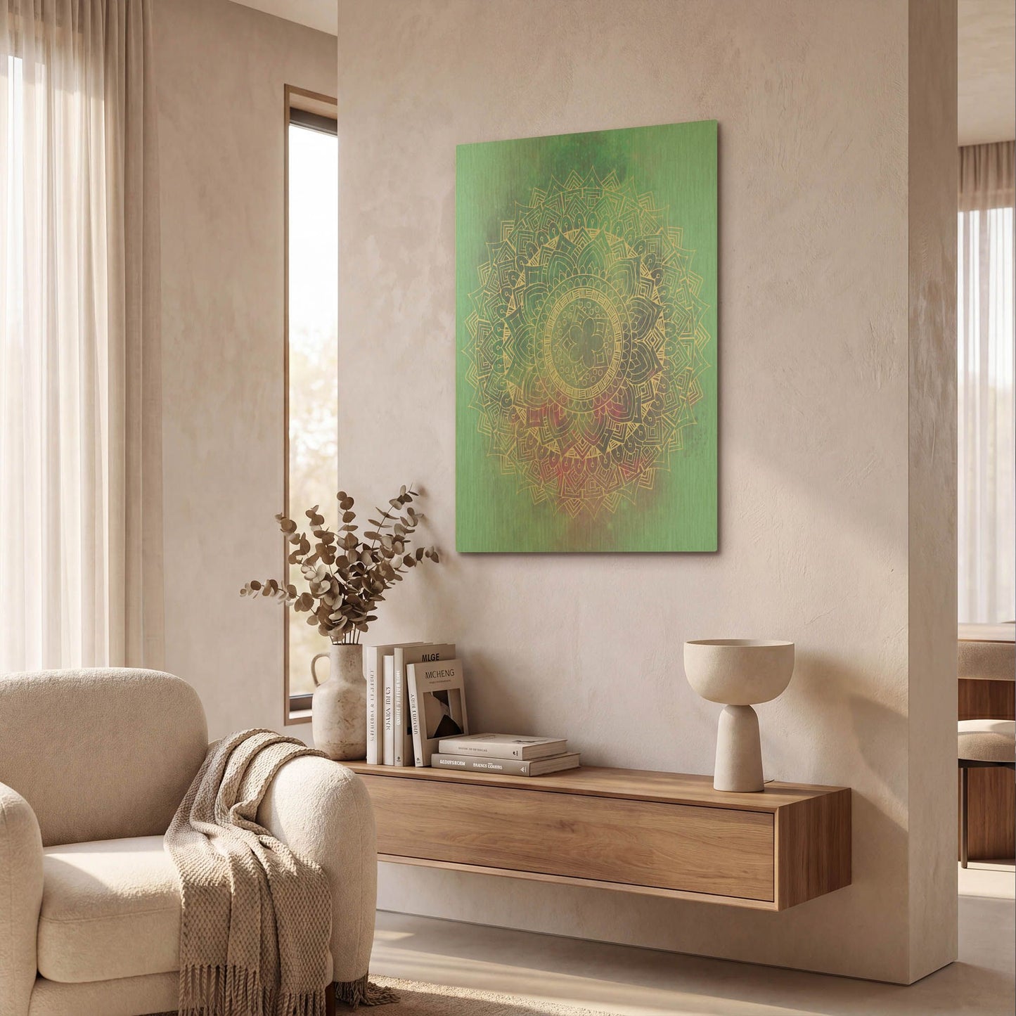 'Blue Mandala' By Sabrina Balbuena Gold Metal Wall Art