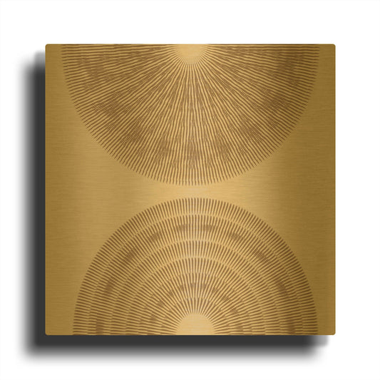 'Beige And Brown 2 Big Abstractred Woven Circles' By Sabrina Balbuena Gold Metal Wall Art