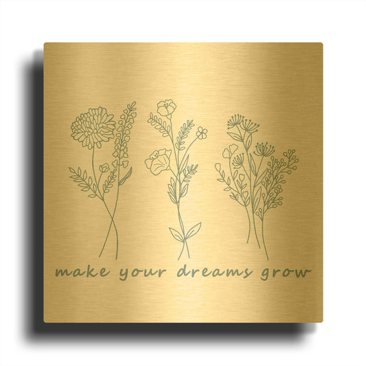 'Pure Handrawn Linear Floral' By Sabrina Balbuena Gold Metal Wall Art