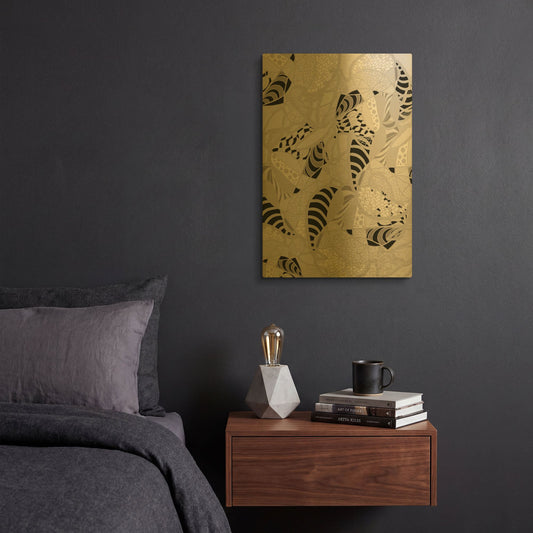 'Colourful Abstract Neutral Earth Fluctuation 2' By Sabrina Balbuena Gold Metal Wall Art