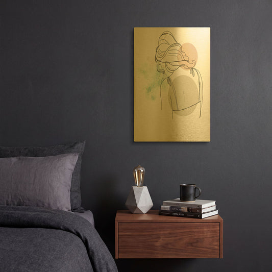 'Meditating Woman' By Sabrina Balbuena Gold Metal Wall Art