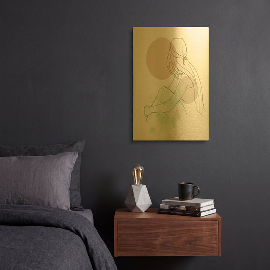 'Woman At The Sunset' By Sabrina Balbuena Gold Metal Wall Art