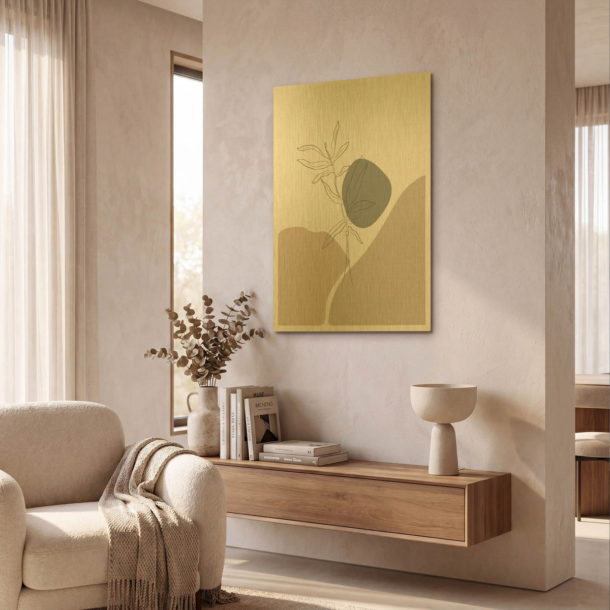 'Abstract Minimal Plants' By Sabrina Balbuena Gold Metal Wall Art