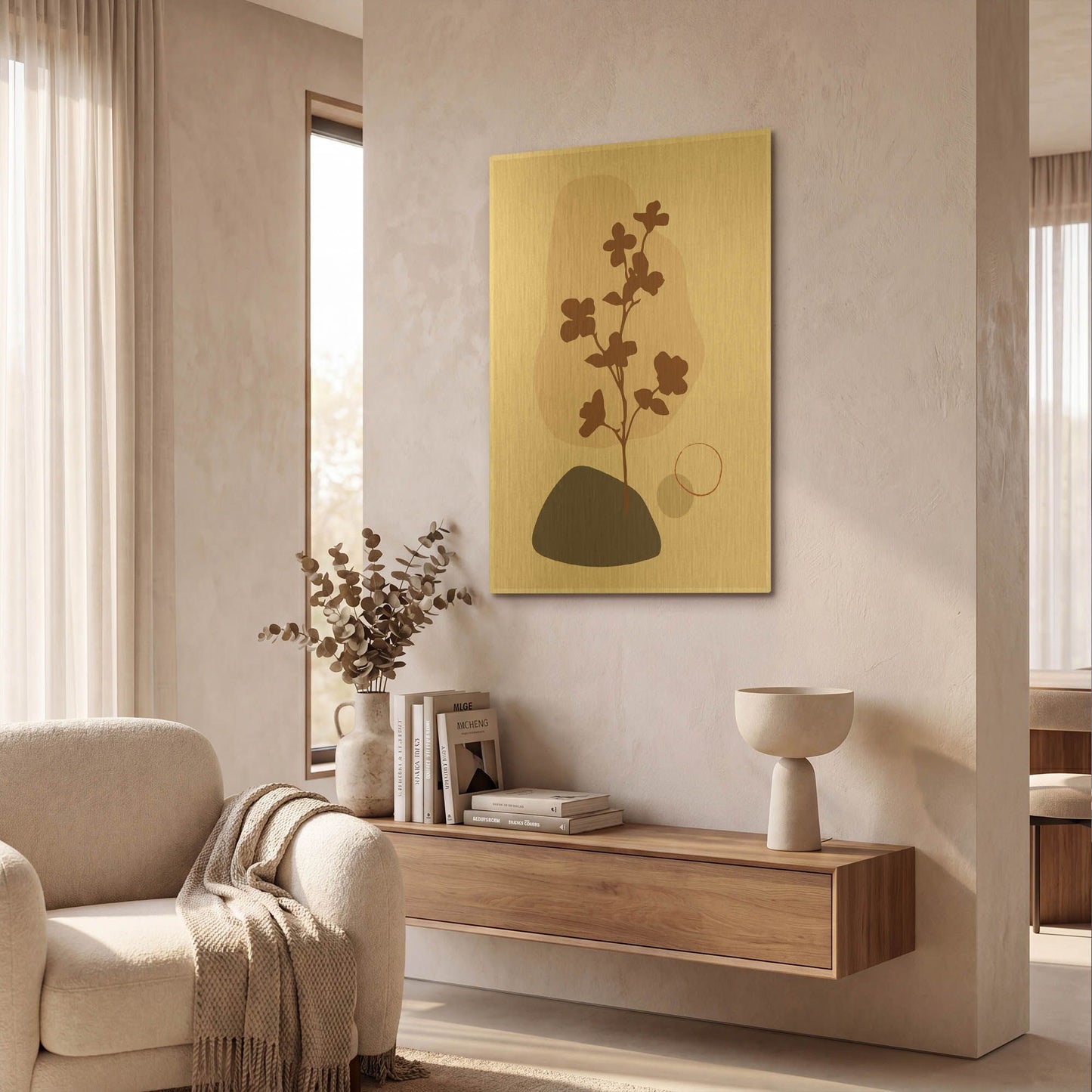 'Abstract Minimal Flourish Tree' By Sabrina Balbuena Gold Metal Wall Art