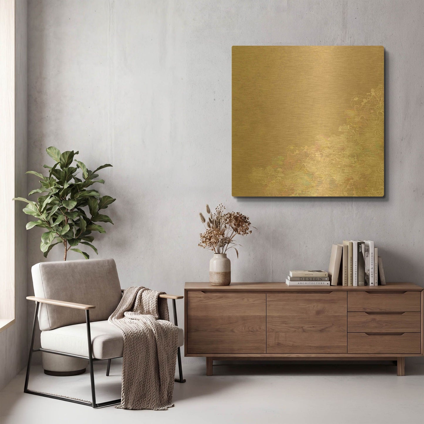 'Surf And Sand Corals 4' By Sabrina Balbuena Gold Metal Wall Art