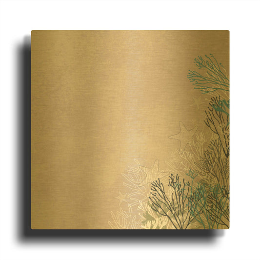 'Surf And Sand Corals 10' By Sabrina Balbuena Gold Metal Wall Art