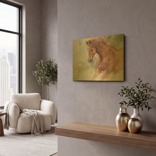'Equine Exercise' By Robert Campbell Gold Metal Wall Art