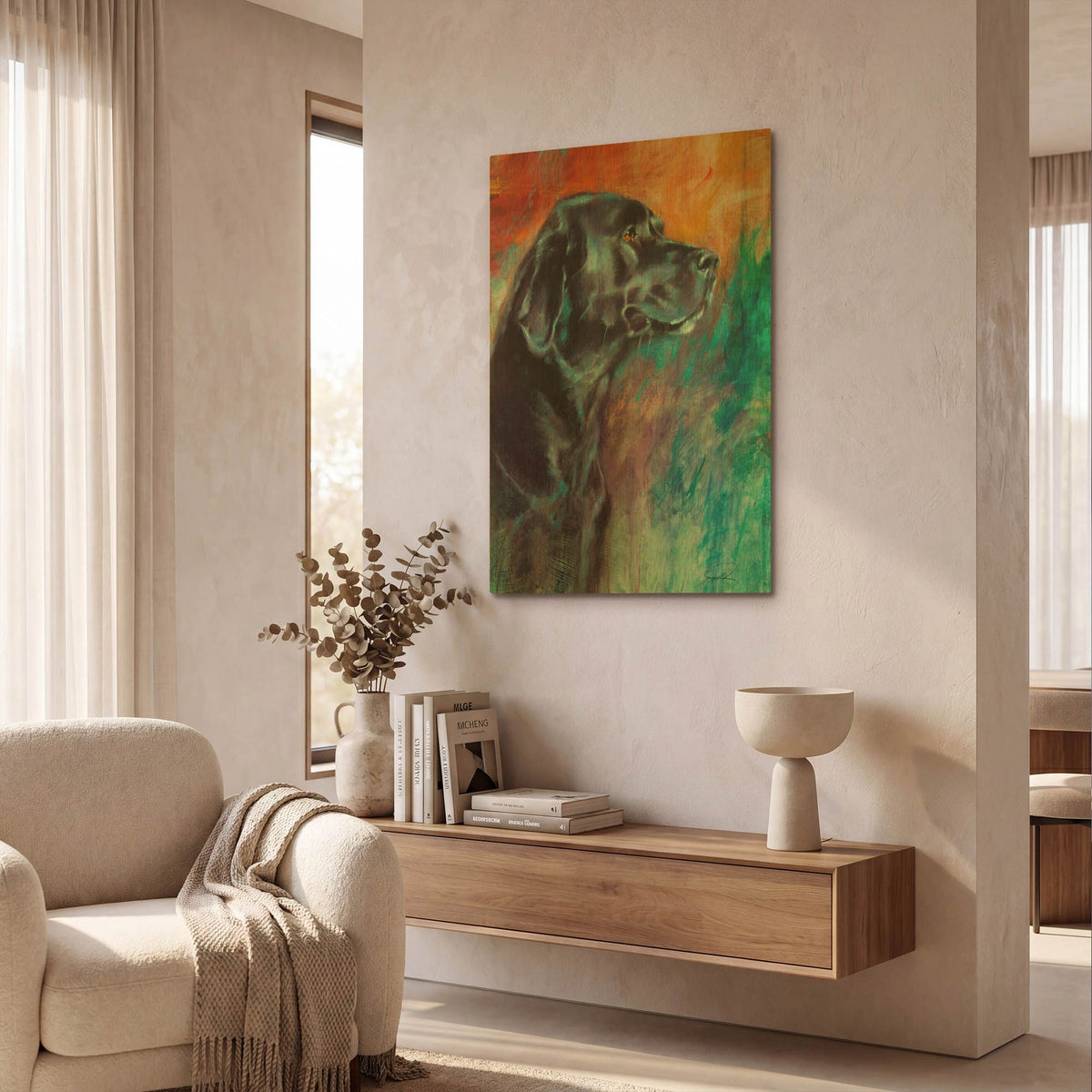 'Rainbow Retriever' By Robert Campbell Gold Metal Wall Art