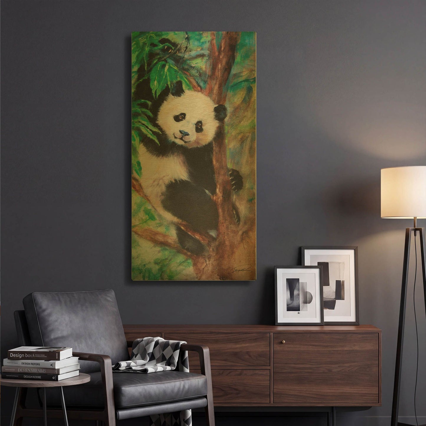 'Panda Playtime' By Robert Campbell Gold Metal Wall Art