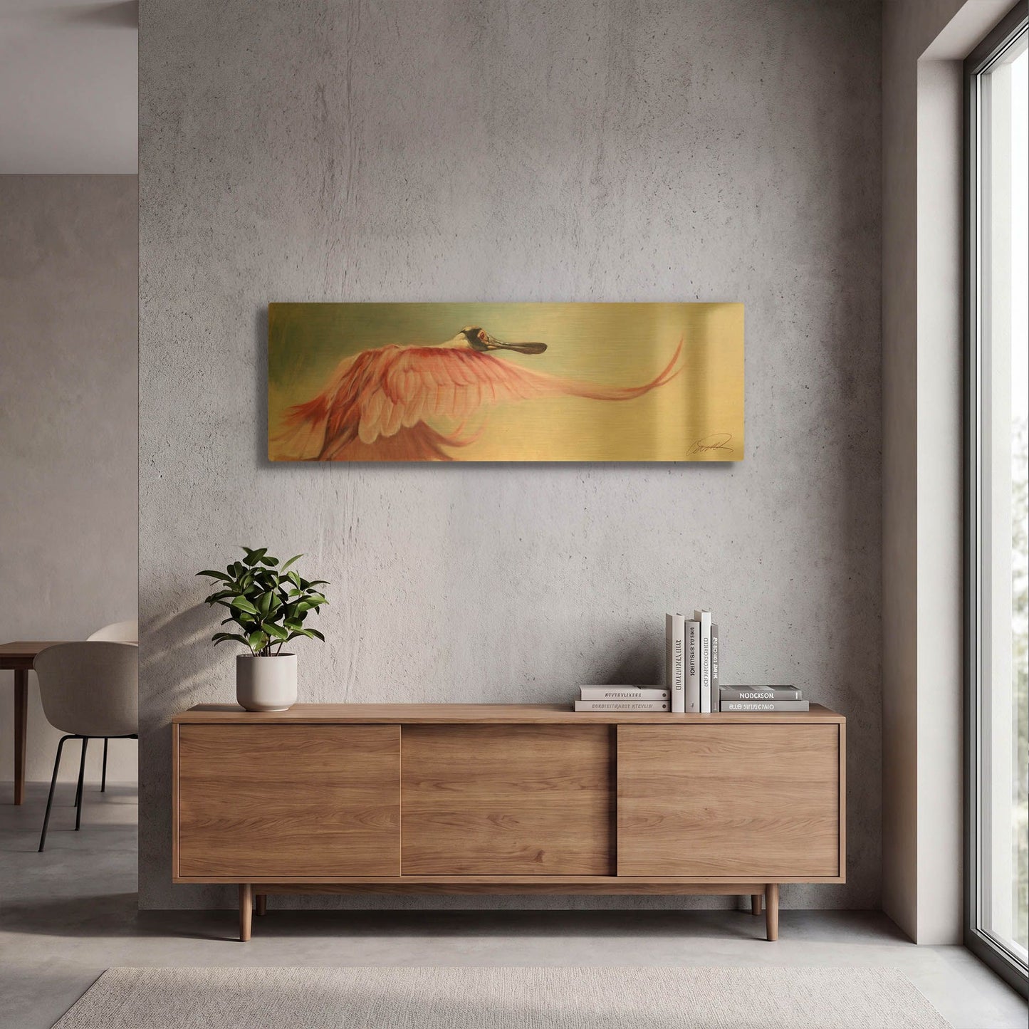 'Wingspread Spoonbill' By Robert Campbell Gold Metal Wall Art