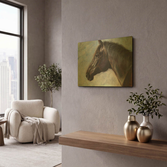 'Equine Encounter' By Robert Campbell Gold Metal Wall Art