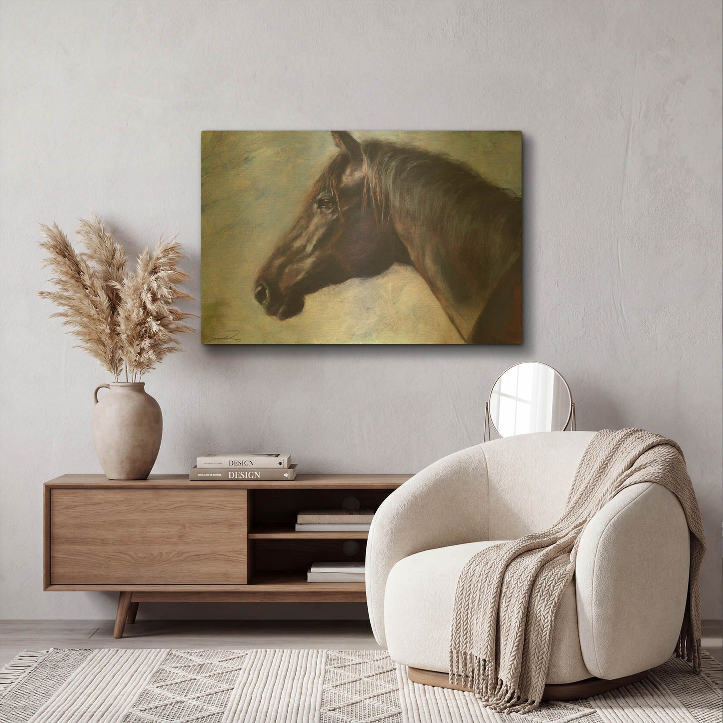 'Equine Encounter' By Robert Campbell Gold Metal Wall Art