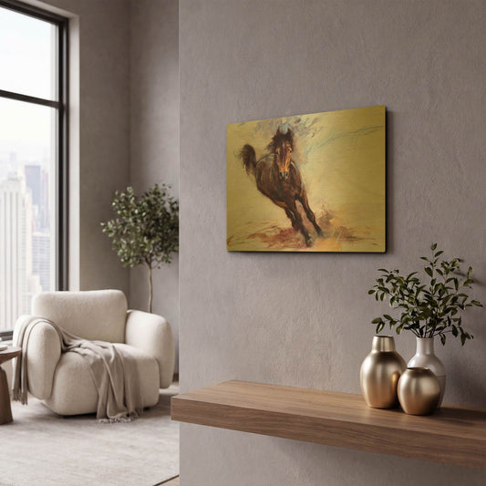 'Horse Having Fun' By Robert Campbell Gold Metal Wall Art