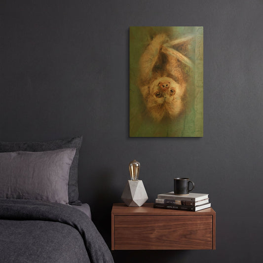 'Two-Toed Sloth' By Robert Campbell Gold Metal Wall Art