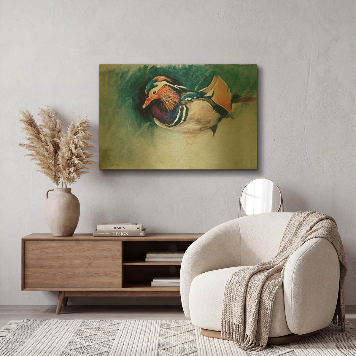 'Mandarin Duck Soup' By Robert Campbell Gold Metal Wall Art