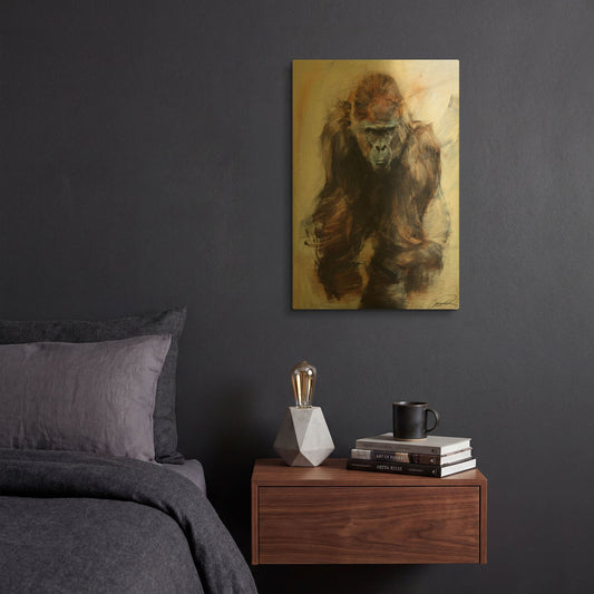 'Gorilla Glare' By Robert Campbell Gold Metal Wall Art
