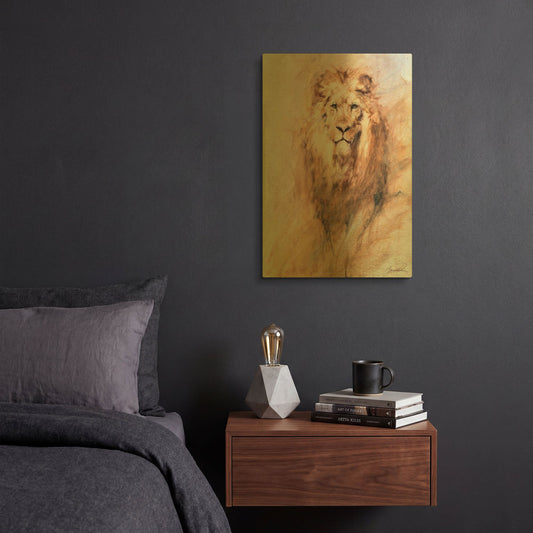 'Look of a Lion' By Robert Campbell Gold Metal Wall Art