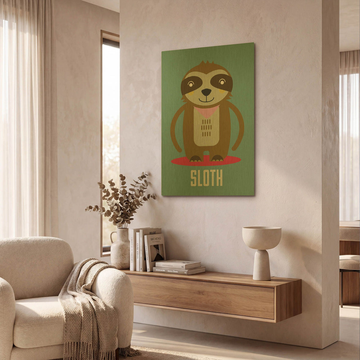 'Sloth Kids Nursery' By Gary Williams Gold Metal Wall Art