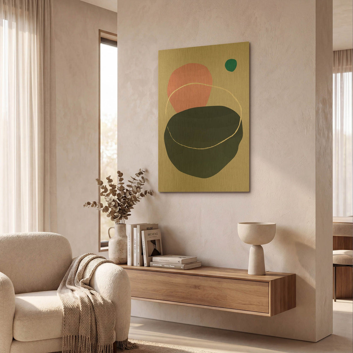 'Scandi Pebbles 4' By Gary Williams Gold Metal Wall Art