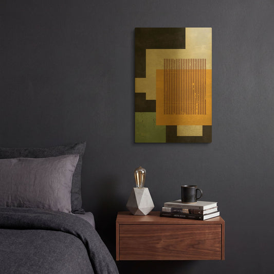 'Abstract Geometric 18' By Gary Williams Gold Metal Wall Art